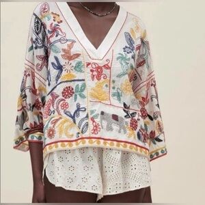 Zara Embroidered White Boho Top